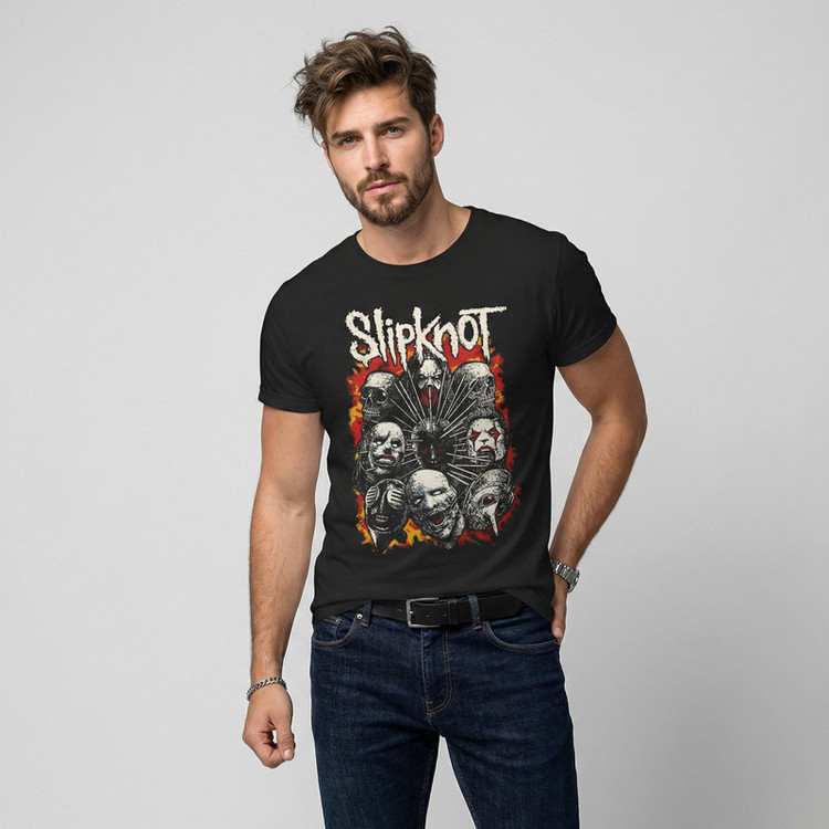تی شرت آستین کوتاه مردانه مدل slipknot کد z153