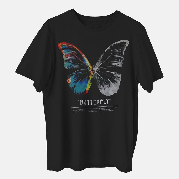 تی شرت آستین کوتاه زنانه مدل butterfly کد z282