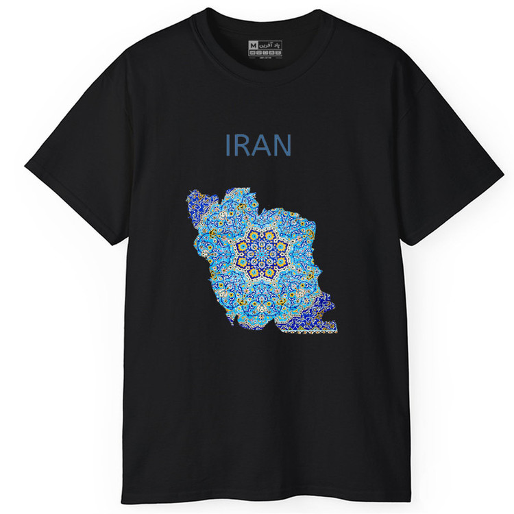 تیشرت آستین کوتاه یقه گرد مردانه پاد آفرین طرح نقشه ایران کد 212