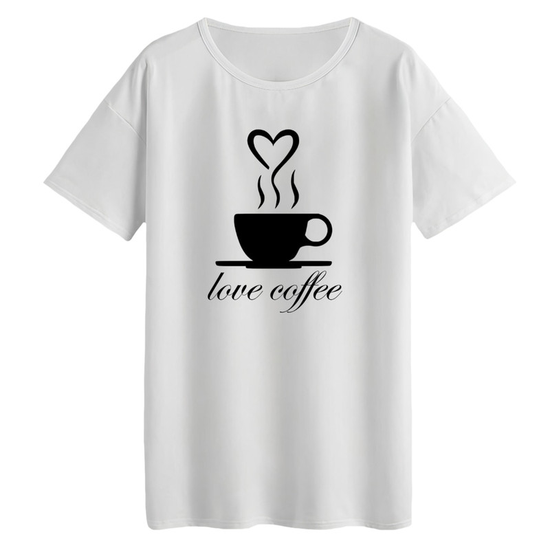 تی‌شرت لانگ آستین کوتاه زنانه مدل love coffee